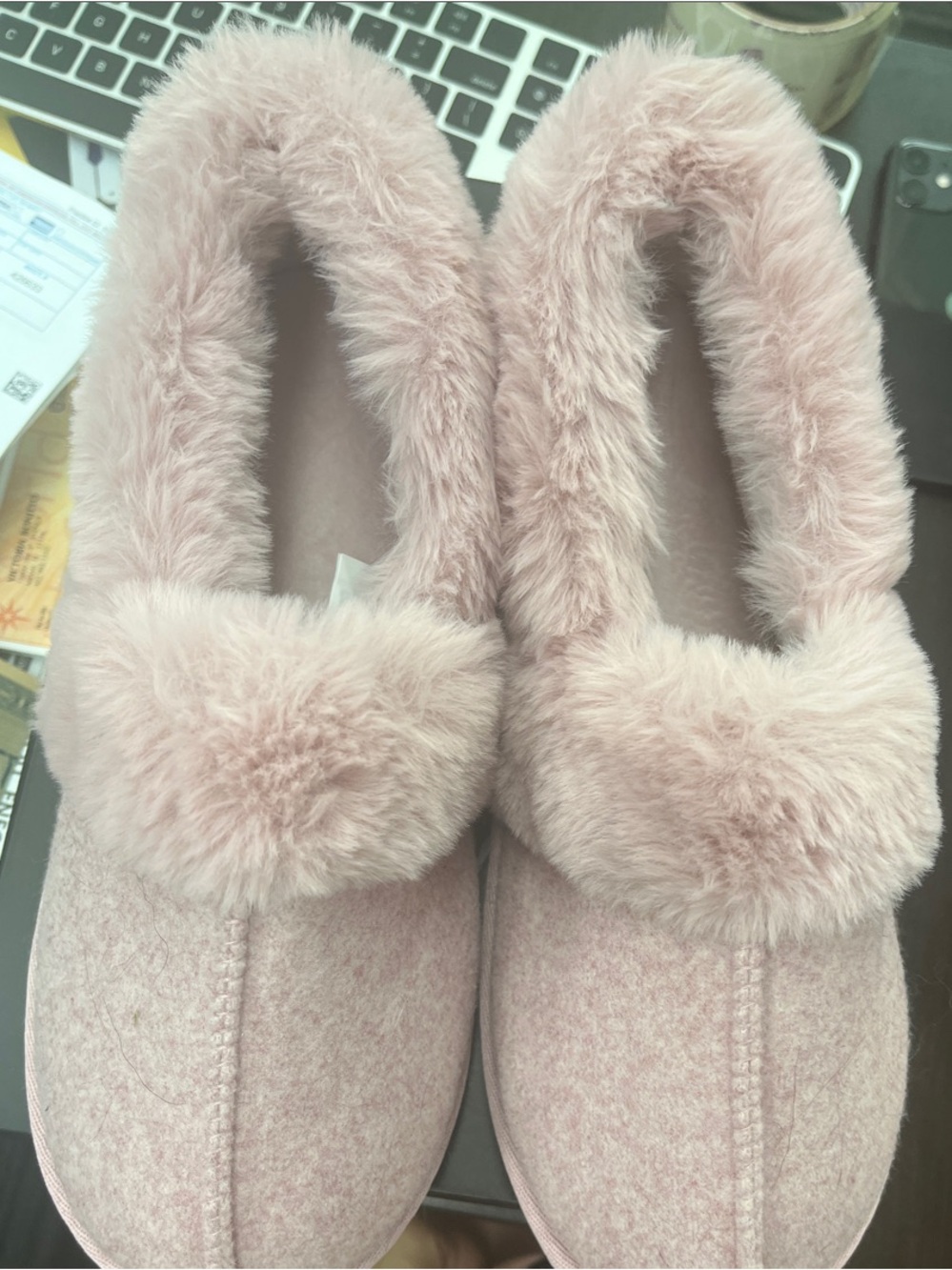Charter Club Blush Pink Faux-Fur Slip-On Slippers